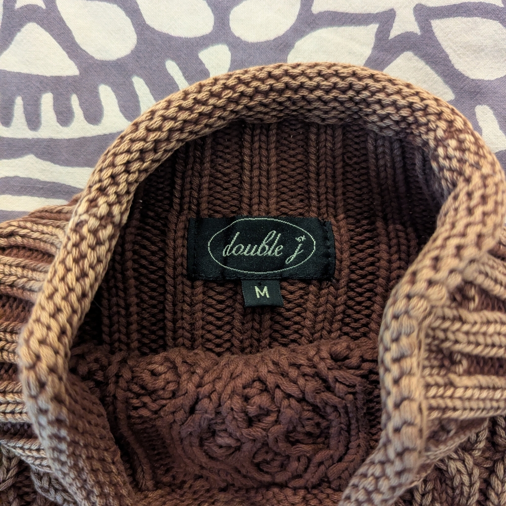 Women's Vintage Brown Cable Knit Sweater - Picture 8 of 13